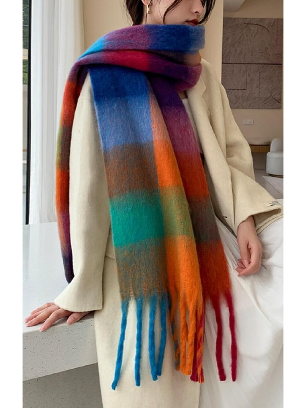 Winter Women Warm Scarf Long Shawl Large Scarves Cold Weather Thick Blanket Scar - Picture 4 of 9